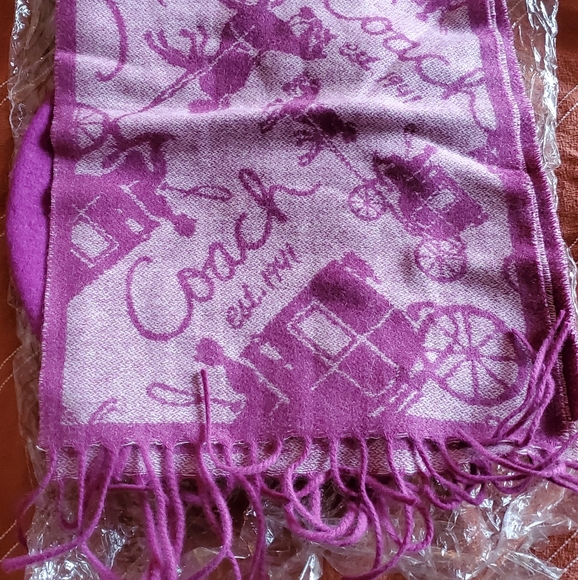 Coach Heritage Horse  Carriage Scarf and Beret in Amethyst - Picture 6 of 6